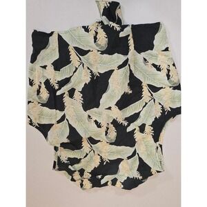 Tommy Bahama Sleeveless Tie-Front‎ Top Black Floral Hawaiian Blouse Size L